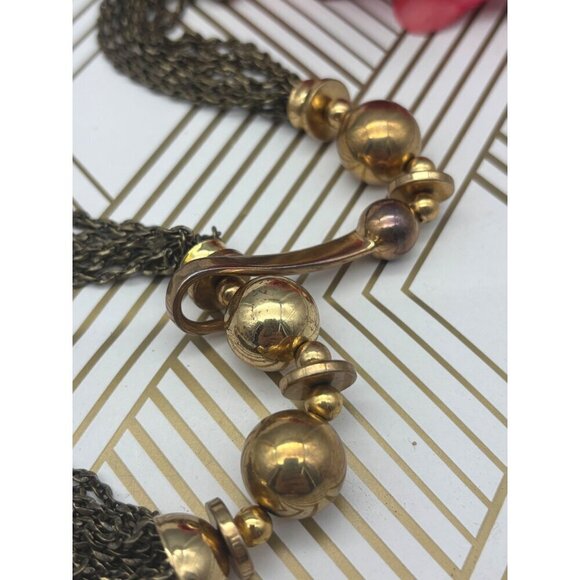 STELLA & DOT "Bianca" Lariat Gold & Bronze Tone Tassel Necklace 32" Front Hook - Picture 7 of 9